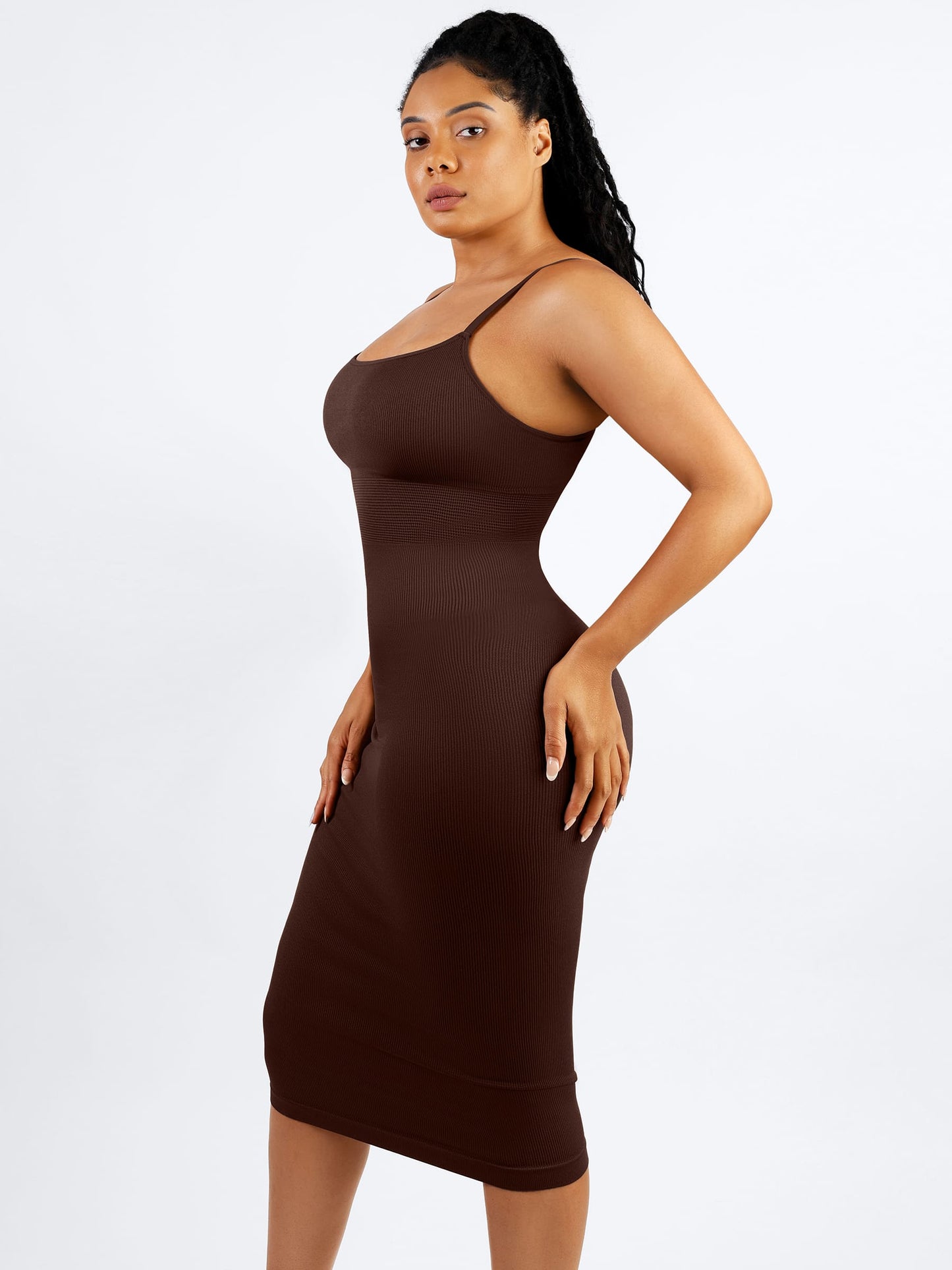 MyCurve Seamless Shaping Slip Dress with Built-In Bra and Adjustable Straps