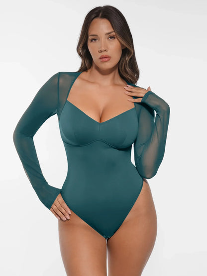 MyCurve Mesh Panel V-Neck Bodysuit