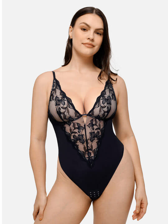 MyCurve Lace Shapewear Thong Shaping Bodysuit