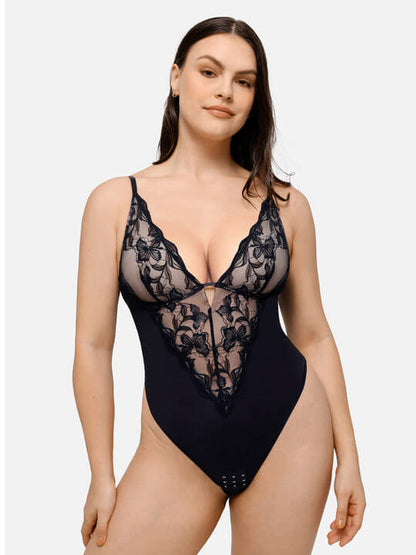 MyCurve Lace Shapewear Thong Shaping Bodysuit