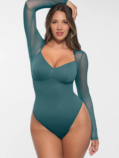 MyCurve Mesh Panel V-Neck Bodysuit
