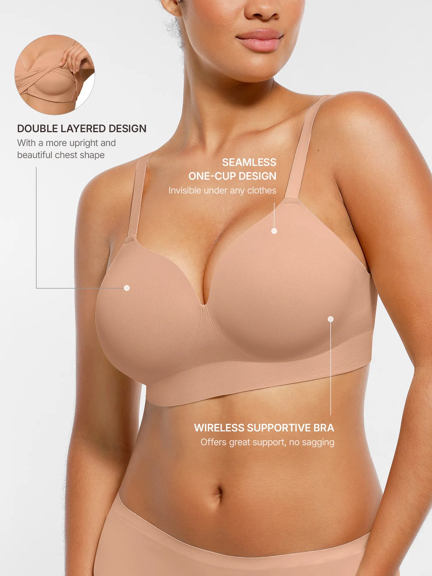 MyCurve Wireless Seamless Push-Up V-neck Bra